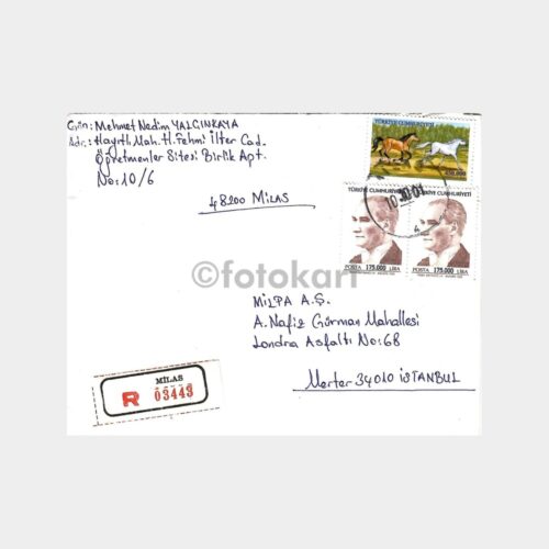 2001 Milas Damgalı Taahhütlü Posta Zarfı