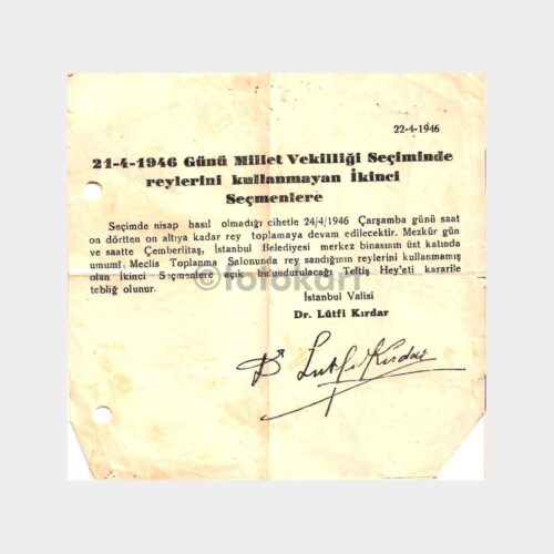 1946 Milletvekili Seçimleri Seçmen Duyurusu