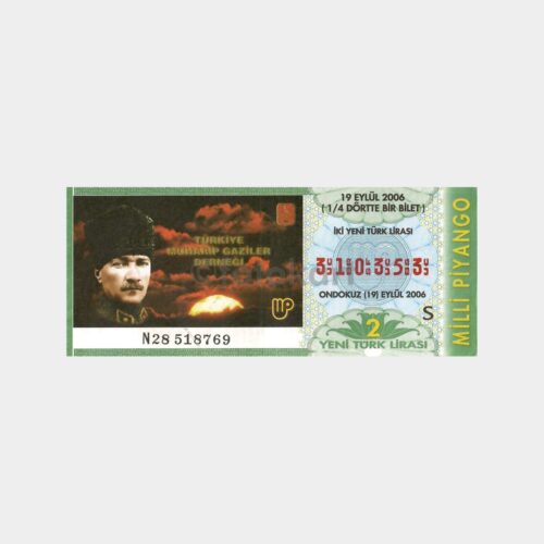 Milli Piyango Atatürk Konulu Bilet, 19.09.2006 Muharip Gaziler Derneği