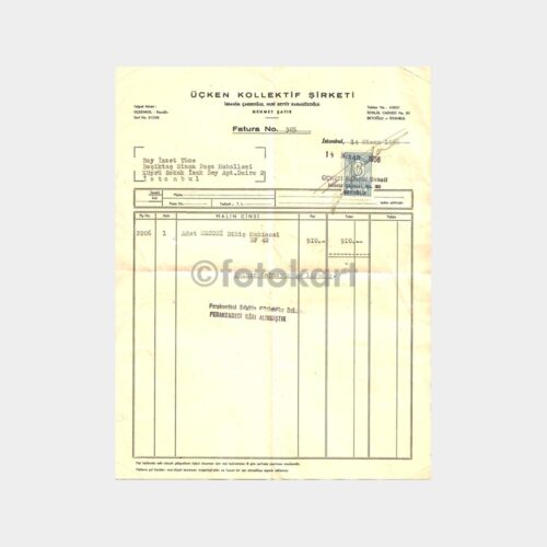 1956 Necchi Dikiş Makinesi Faturası