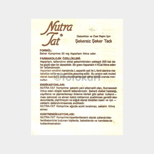 1987 Nutra Tat - Atabay İlaç Prospektüsü
