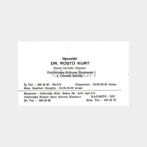 Op. Dr. Rüştü Kurt Haydarpaşa Numune Hastanesi Kartvizit