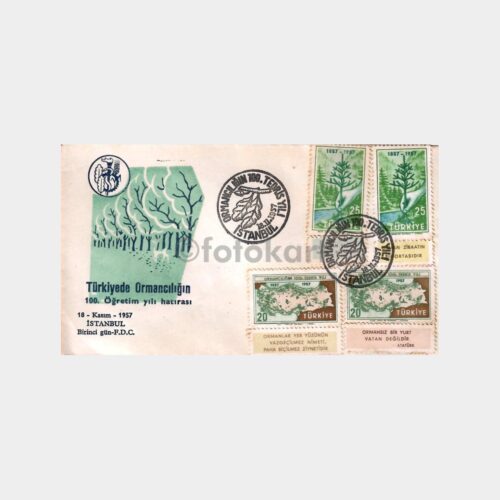 1957 Ormancılık 100. Öğretim Yılı İlk Gün Zarfı-FDC