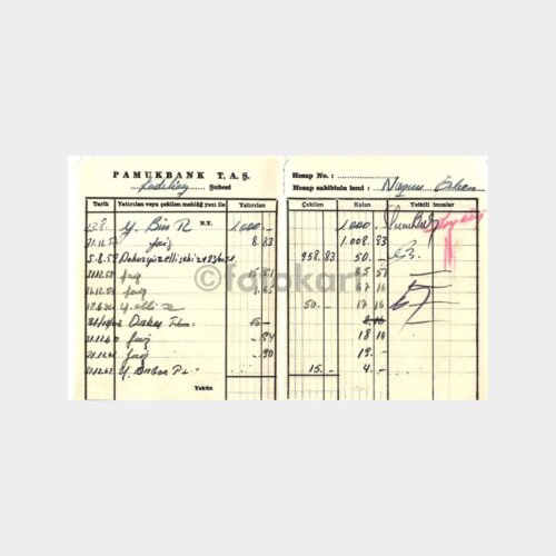 1957 Pamukbank Banka Hesap Cüzdanı