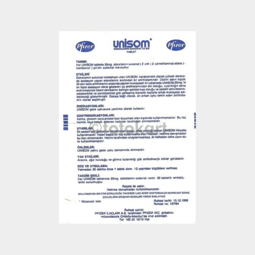Pfizer Unisom İlaç Prospektüsü