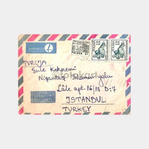Polonya Uçak Postadan Geçmiş Zarf