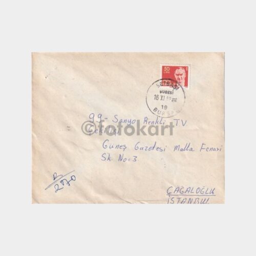 Setbaşı-Bursa, Posta Tarihi-Şehir Damgalı Zarf