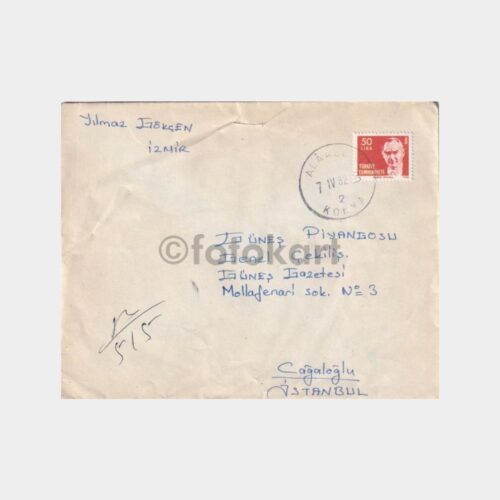 Alaaddin-Konya, Posta Tarihi-Şehir Damgalı Zarf