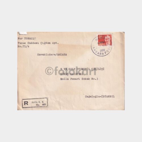 Hava K.K. Ankara, Posta Tarihi-Şehir Damgalı Zarf