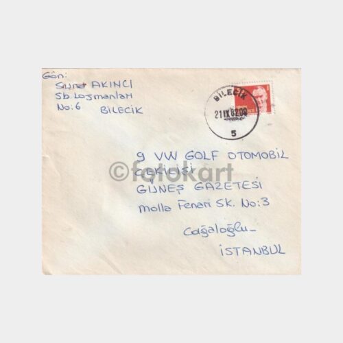 Kahramanlar-İzmir, Posta Tarihi-Şehir Damgalı Zarf