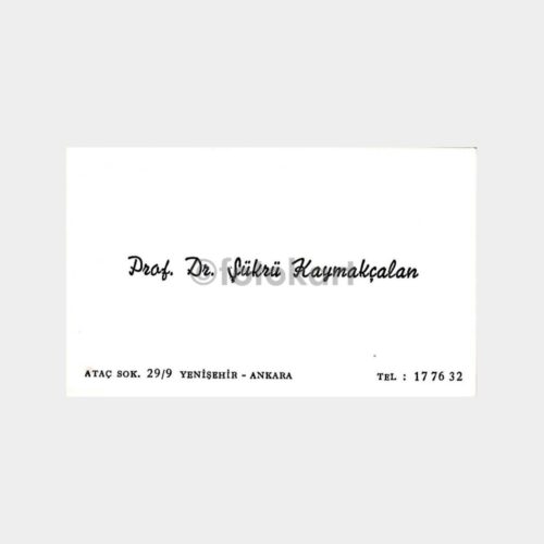 Prof. Dr. Şükrü Kaymakçalan Kartvizit