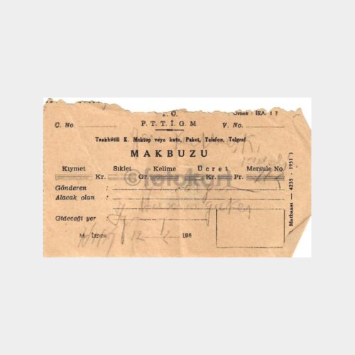1953 PTT Alındı Makbuzu