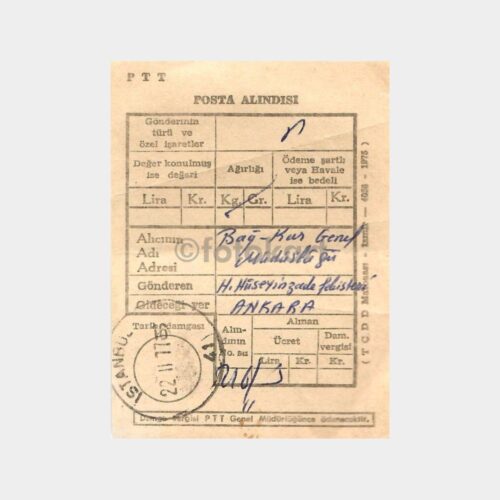 1977 PTT Posta Alındısı