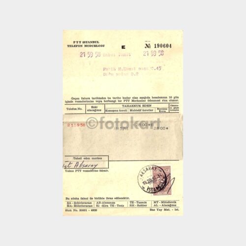 1961 PTT Telefon Konuşma Tahakkuk Belgesi