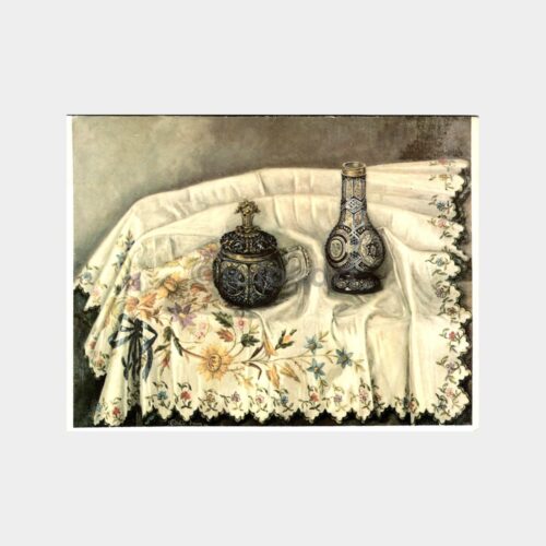 Ressam Türkan Kıran - Atlas Bohça Çeşmi Bülbül Tebrik Kartı