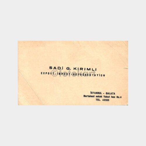 Sadi G. Kırımlı - Galata Kartvizit