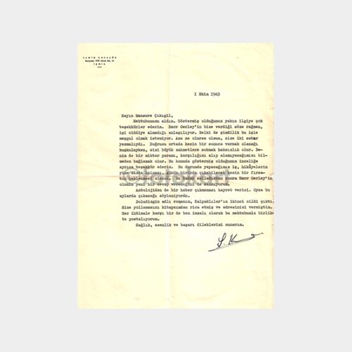 1963 Samim Kocagöz İmzalı Mektup
