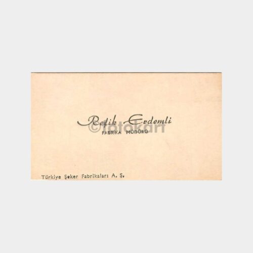 Şeker Fabrikası -Refik Erdemli- Kartvizit