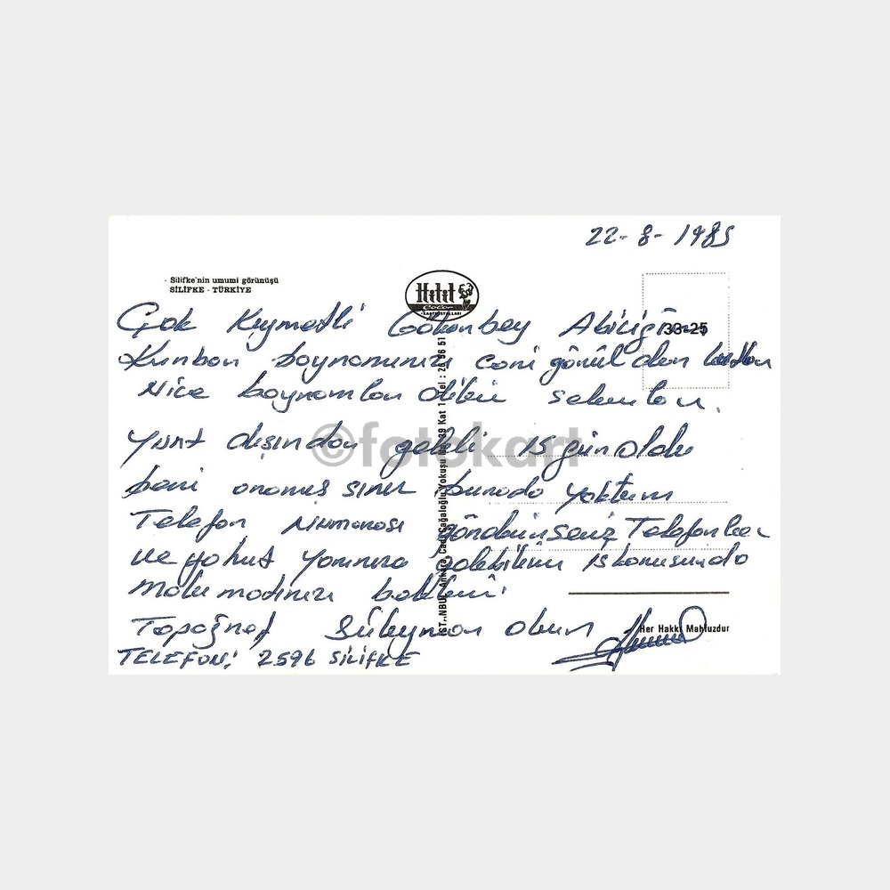 1985 Silifke Genel Görünüş Kartpostal - Görsel 2