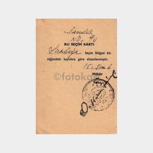 1966 Suadiye Bölgesi Seçmen Kartı