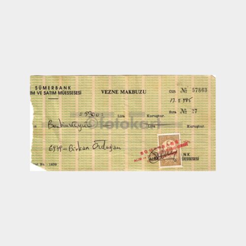 Sümerbank Alım Satım Müessesesi Vezne Makbuzu