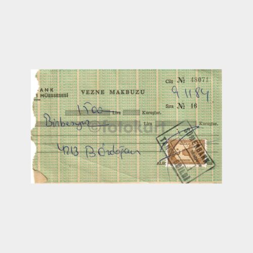 Sümerbank Alım Satım Müessesesi Vezne Makbuzu