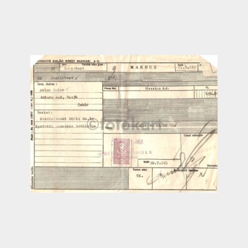 1963 T. Emlak Kredi Bankası Belgesi