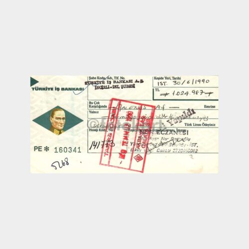 T. İş Bankası Kullanılmış Çek Yaprağı