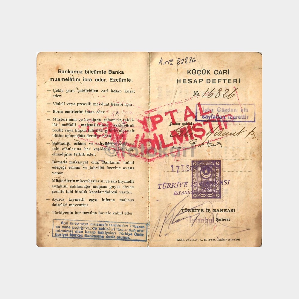 1932 T. İş Bankası İstanbul Şb. Hesap Cüzdanı - Görsel 2