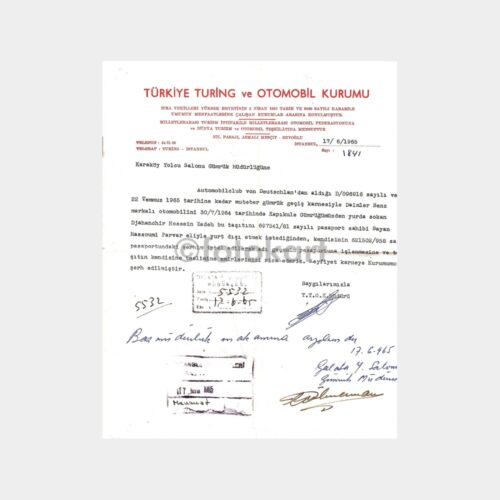 1965 T. Turing Otomobil Kurumu Yazısı