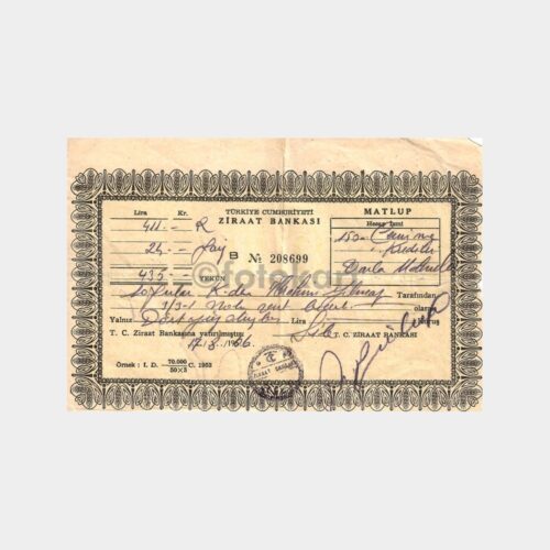 1966 TC Ziraat Bankası Şile Şb. Makbuzu