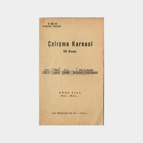 1960 TED Ankara Koleji Karnesi