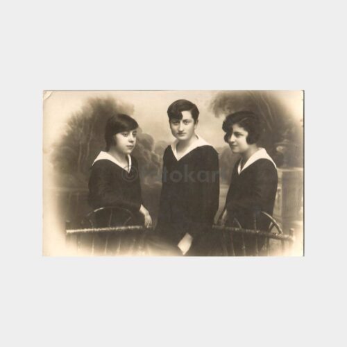 1927 Üç Kız Öğrenci Eski Fotoğraf