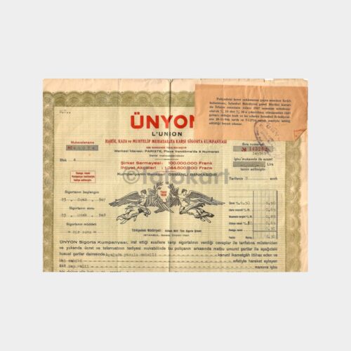 1947 Ünyon Sigorta Poliçesi