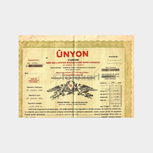 1952 Ünyon Sigorta Poliçesi