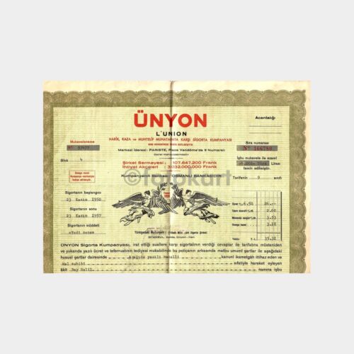 1950 Ünyon Sigorta Poliçesi