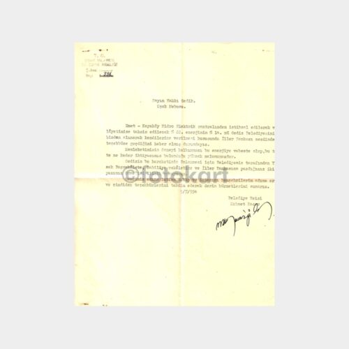 1953 Uşak Belediye Reisi Mektubu