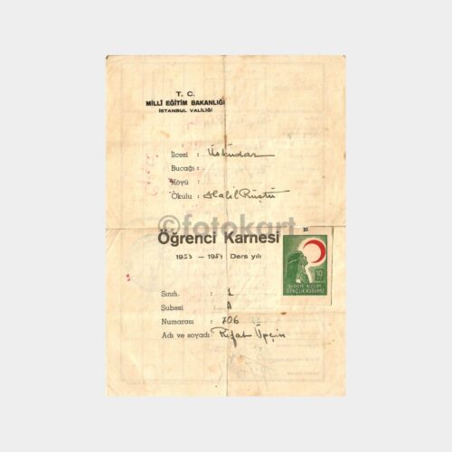 1953 Üsküdar Halil Rüştü Okul Karnesi
