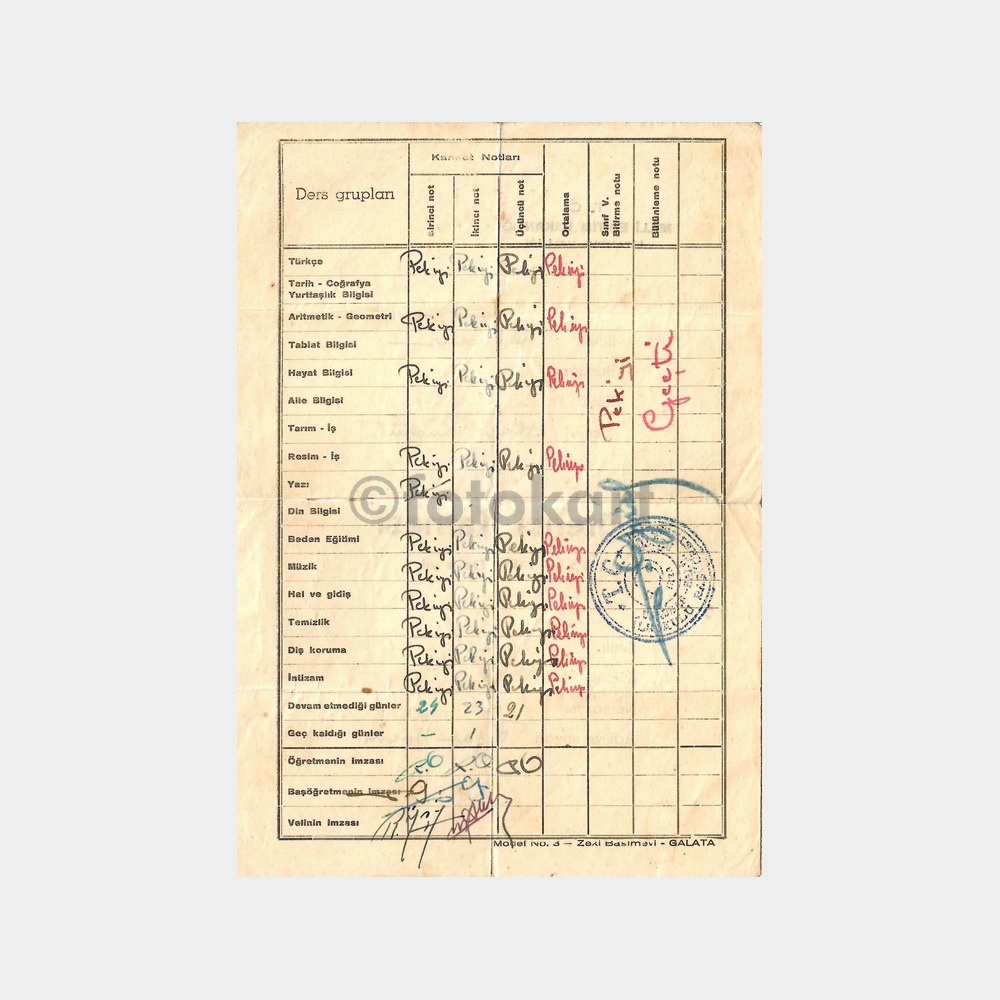 1953 Üsküdar Halil Rüştü Okul Karnesi - Görsel 2