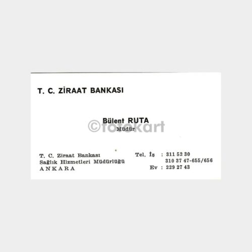 Ziraat Bankası Sağlık İşleri -Bülent Ruta- Kartvizit