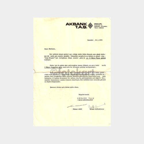 1970 Akbank Anneler Günü Çekiliş İkramiye Yazı