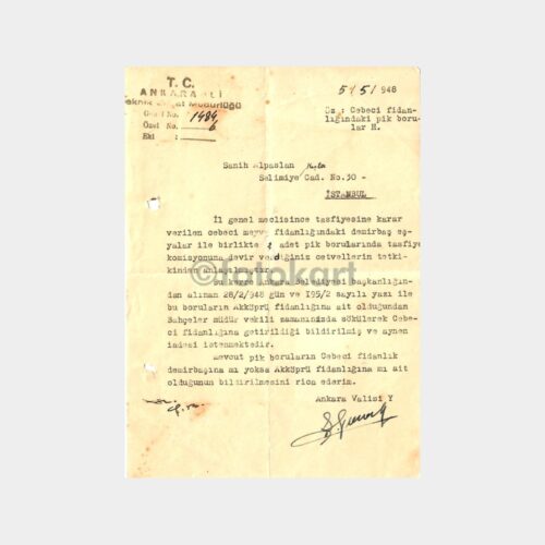 1948 Ankara Cebeci Fidanlık Teknik Ziraat Yazı