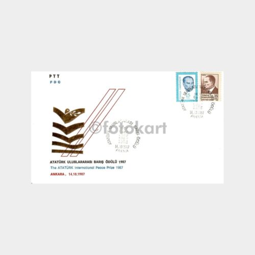 1987 Atatürk Uluslararası Barış Ödülü FDC - İlk Gün Zarfı