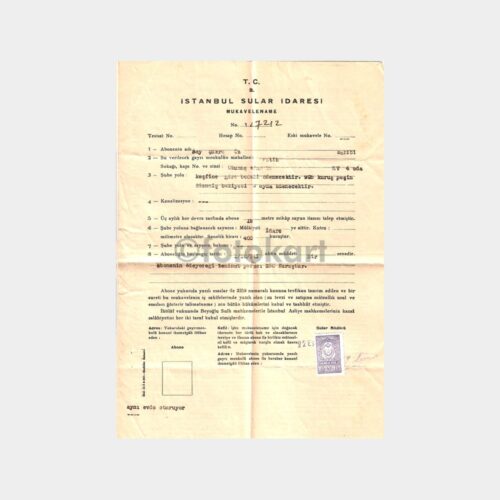 1941 Beyoğlu - Sular İdaresi Sözleşmesi