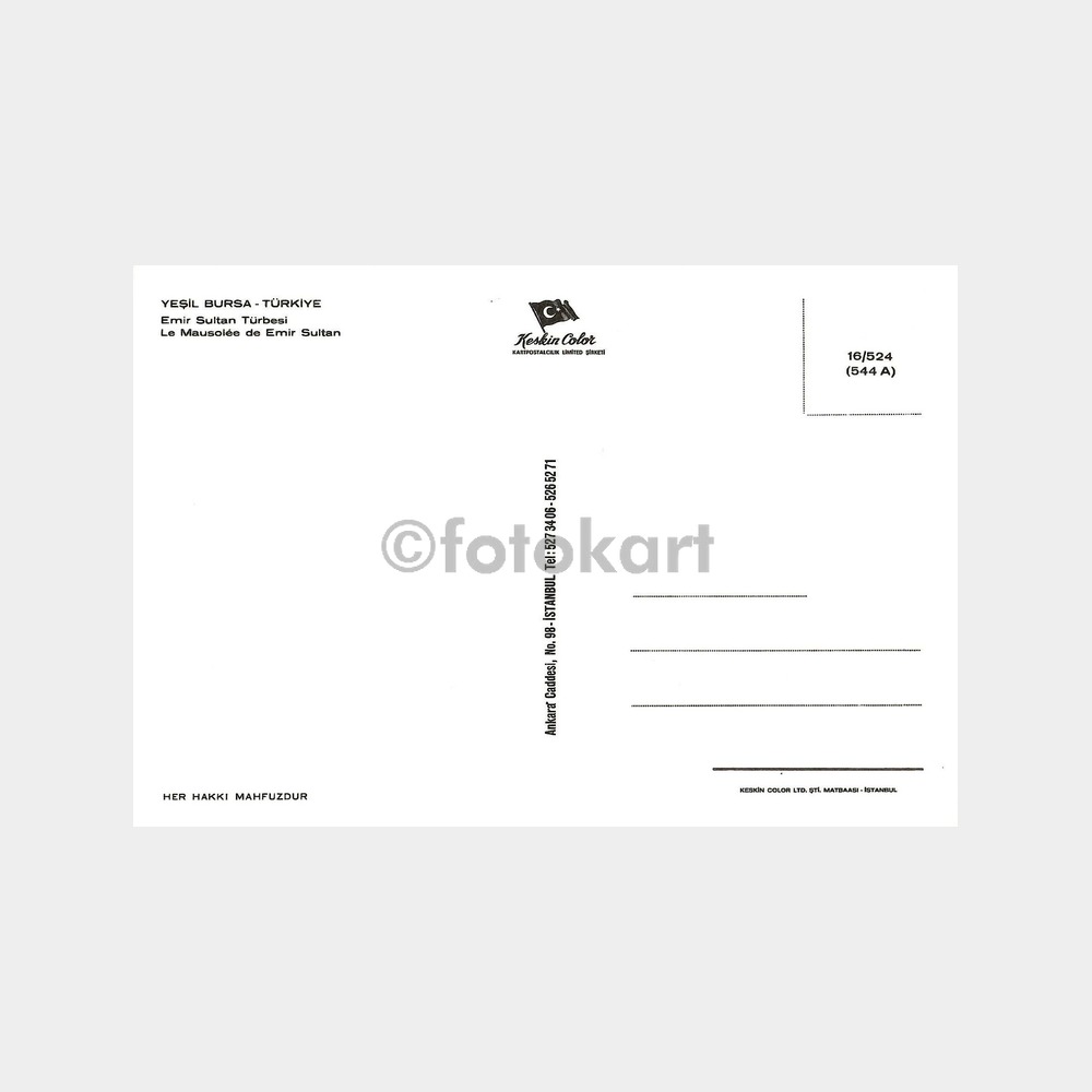 Bursa Emir Sultan Türbesi Kartpostal - Görsel 2