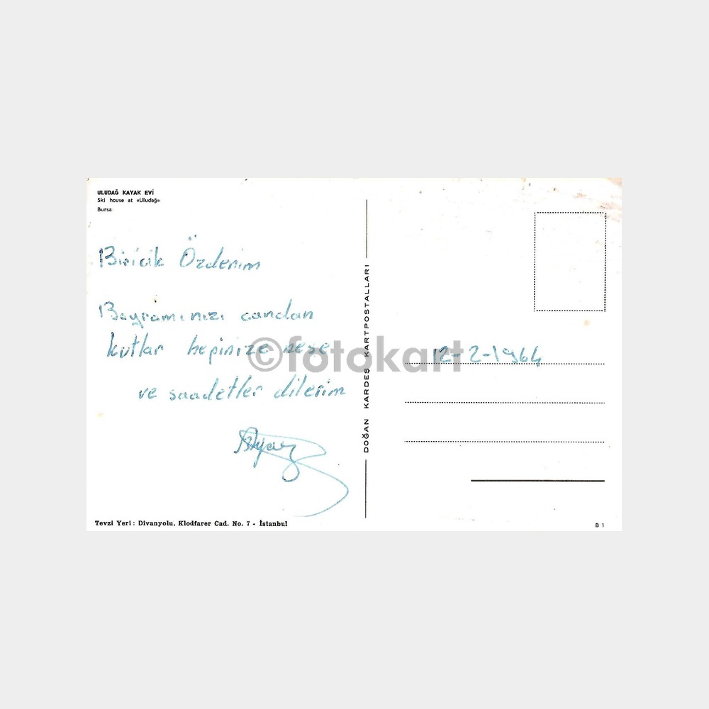 1964 Bursa Uludağ Kayak Evi - Doğan Kardeş Kartpostal - Görsel 2
