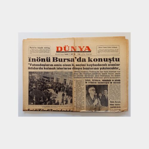 Dünya Gazetesi, İnönü Bursa'da Konuştu 11 Ocak 1960