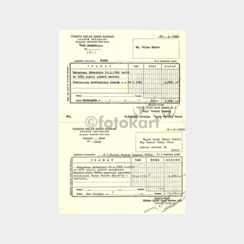 1959-1963 Emlak Kredi Bankası Makbuzları (4 Adet)