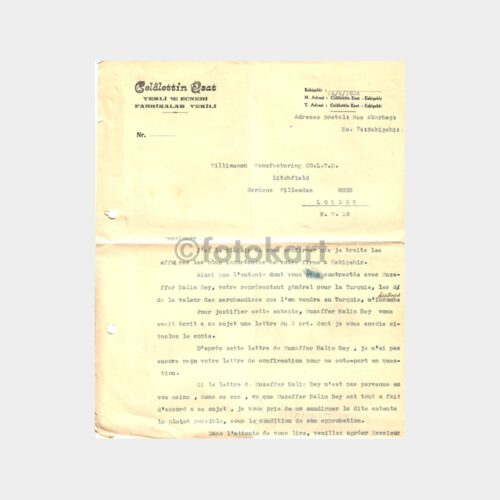 1934 Eskişehir Celalettin Esat-Fabrika Vekili Mektup-Yazı