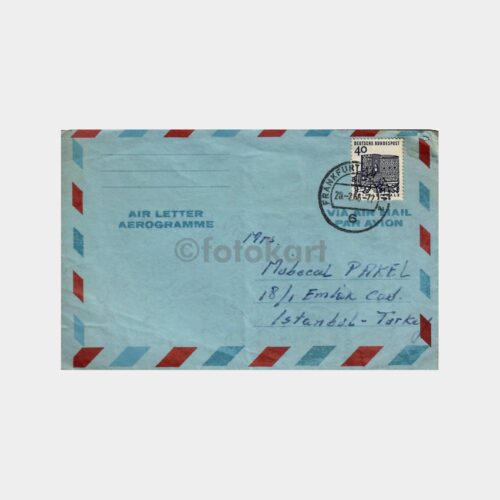 1966 Frankfurt Damgalı Aerogram Zarf